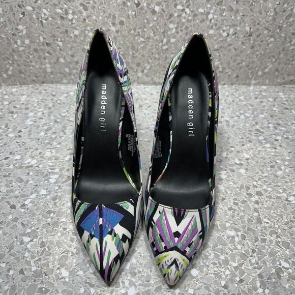 Steve Madden Madden Girl OhNice Fabric Print Heels Pumps Size 7M Stiletto Heels - Picture 6 of 14